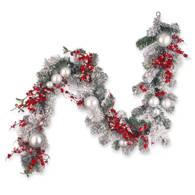 National Tree Red & White Ornaments Christmas Garland