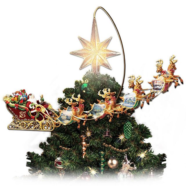 Thomas Kinkade Animated Rotating Christmas Tree Topper