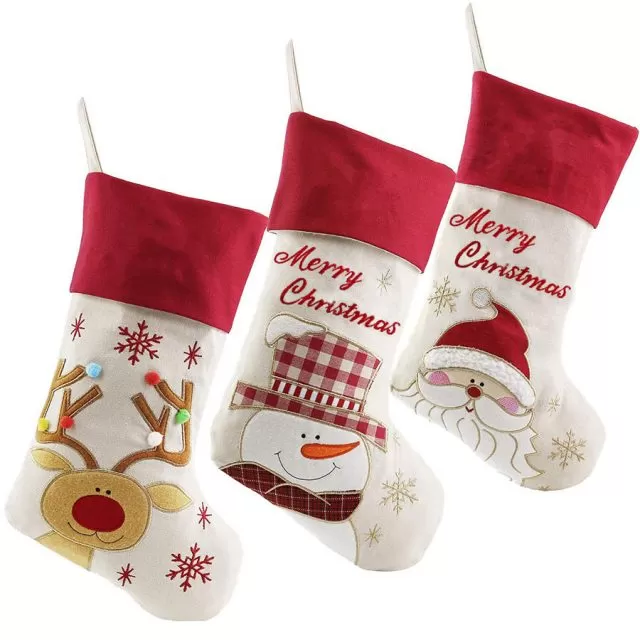 Wewill 3-Pack Lovely Plush Character Christmas Stocking